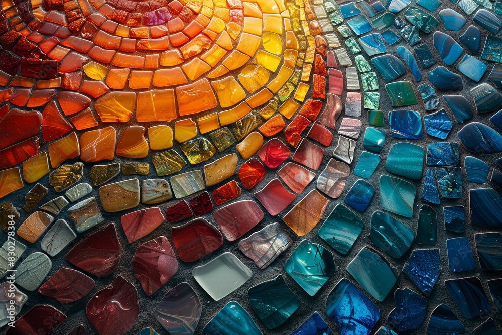 A mosaic of tiny colored tiles creating a larger image. Concept of detail and the bigger picture. Generative Ai.
