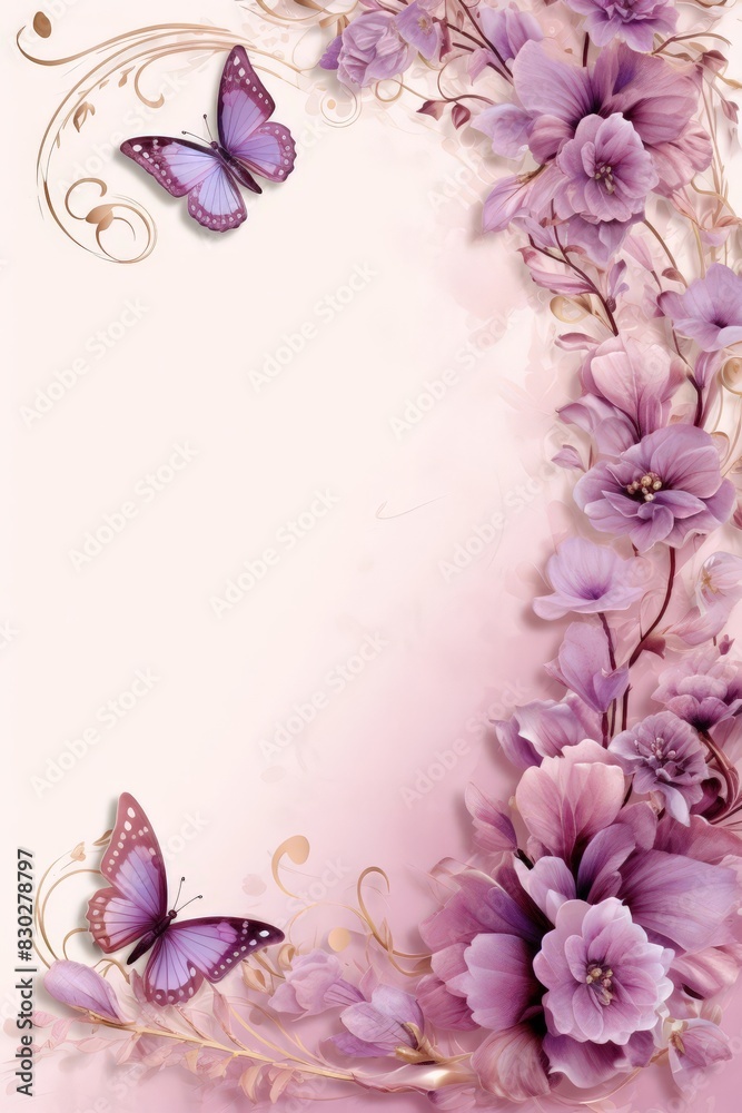 Delicate flowers on a pink background with copy space. Natural floral frame with space for text.
