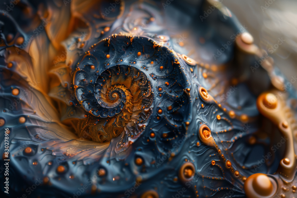 Intricate spiral designs that seem to draw the viewer in. Concept of focus and hypnosis. Generative Ai. Intricate spiral designs that seem to draw the viewer in. Concept of focus and hypnosis. Generative Ai.