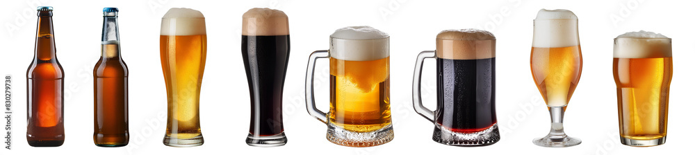 a set of blonde and dark beer: bottles, tall glasses Weizen, mugs, tulip, imperial pint for bar, restaurant, brewery a set of blonde and dark beer: bottles, tall glasses Weizen, mugs, tulip, imperial pint for bar, restaurant, brewery