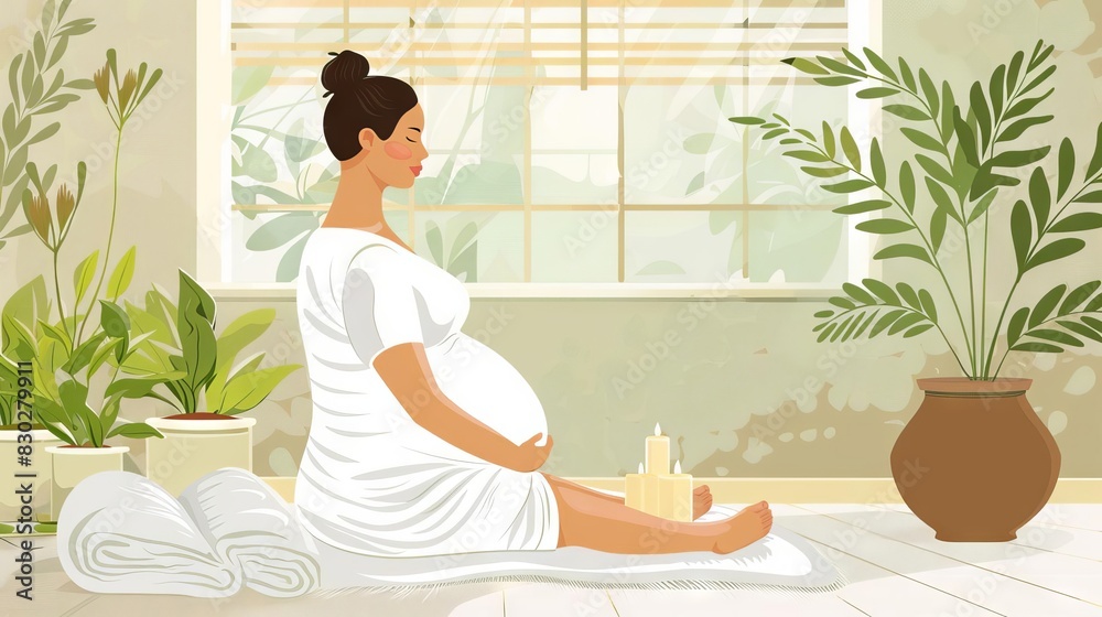 expectant mother receiving soothing prenatal massage in tranquil spa setting concept illustration expectant mother receiving soothing prenatal massage in tranquil spa setting concept illustration
