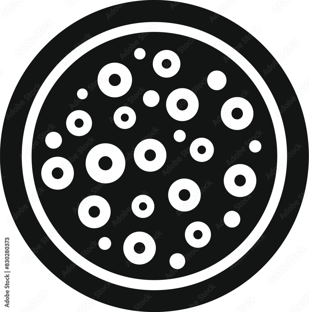 Vector illustration of bacterial colonies in a petri dish, top view, isolated on white Vector illustration of bacterial colonies in a petri dish, top view, isolated on white