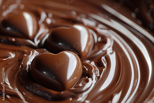 heart shape chocolate in swirl background, confectionery concept, sweet lover wallpaper, present for woman valentine birthday wedding day, world chocolate day, motion