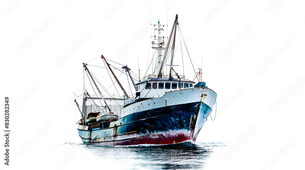 Taking action to combat illegal, unreported, and unregulated fishing,boat in the sea 3D Image