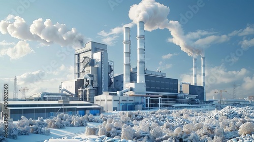 industrial waste incineration plant with smokestacks and machinery 3d illustration photo