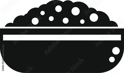 Simple black and white vector icon representing a full bowl of rice