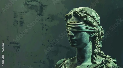 lady justice statues blindfold symbolizing impartiality and objectivity closeup on plain backdrop digital painting photo