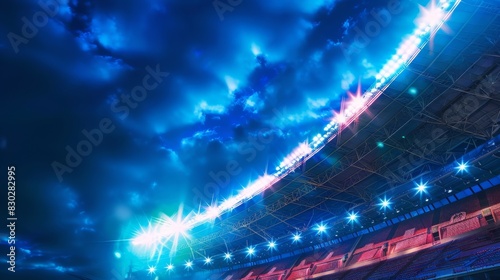 lights at night and stadium, football stadium with bright lights, sports background  photo
