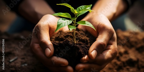 Nonprofit promoting reforestation to offset carbon footprint and support environmental sustainability. Concept Reforestation, Carbon Footprint, Environmental Sustainability, Nonprofit Organization