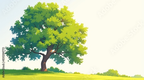 Cartoon tree standing alone on a white background