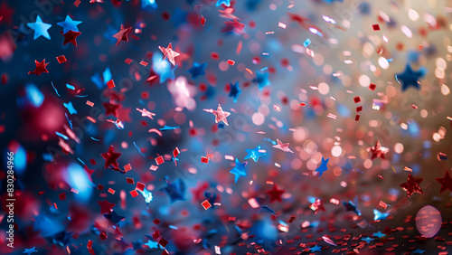 Patriotic Glitter in Red, White and Blue, Celebrating Independence Day.