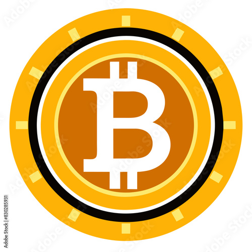 A gold coin featuring a letter b enclosed within it