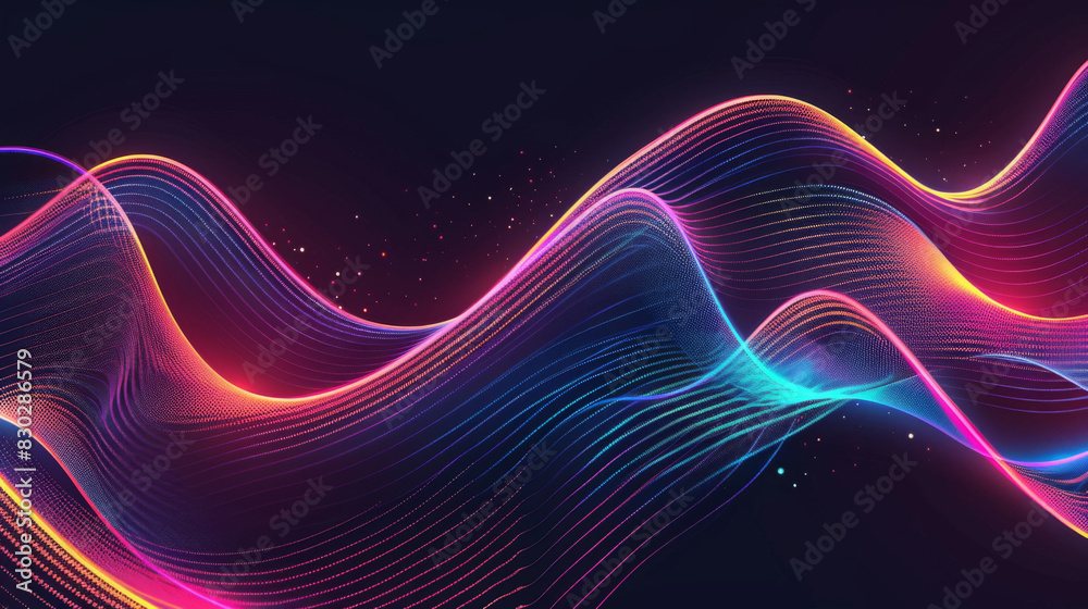 Vibrant digital artwork featuring abstract waves against a dark background Vibrant digital artwork featuring abstract waves against a dark background