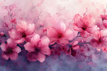 Faint watercolor florals spreading gently across the canvas. Concept of artistic expression and softness. Generative Ai.