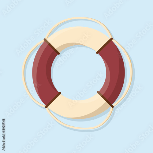 Colorful lifebuoy isolated on blue background.