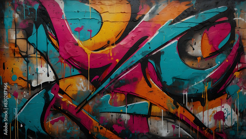Vibrant graffiti wall with colorful swirls
