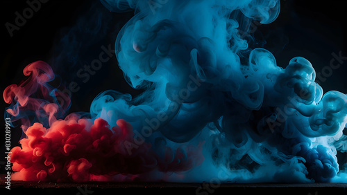 Vibrant smoke colors in darkness photo
