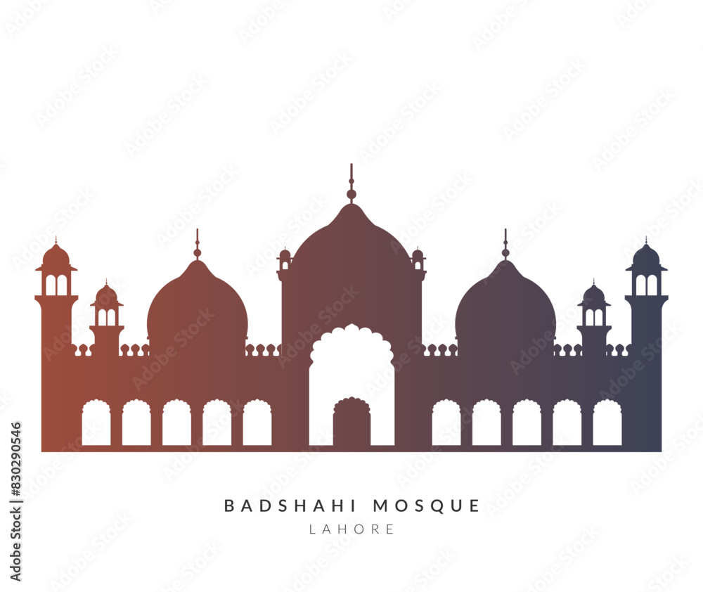 Badshahi Mosque - Lahore - Pakistan - Stock Illustration