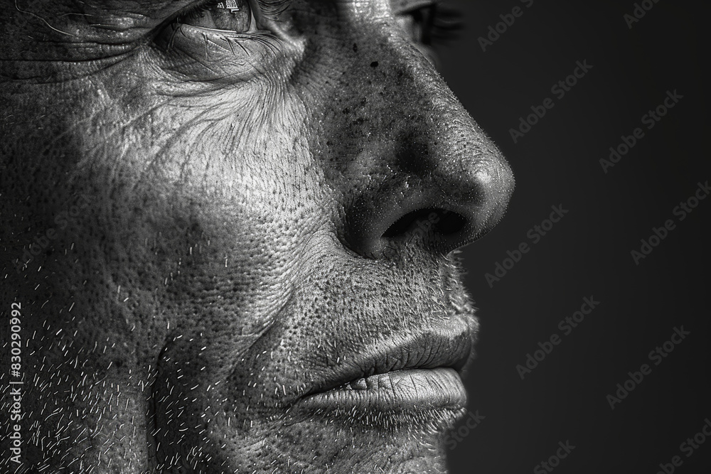 A furrowed brow and pursed lips betraying the weight of deep contemplation, lost in thought amidst a sea of uncertainty. Concept of introspective pondering. Generative Ai.