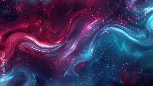 Bright aquamarine and deep ruby blend with swirling patterns backdrop photo