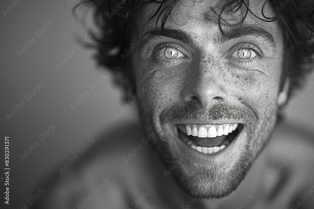 A hearty belly laugh and bright eyes crinkled with mirth, infectious joy spreading like wildfire in a room full of laughter. Concept of contagious happiness. Generative Ai. A hearty belly laugh and bright eyes crinkled with mirth, infectious joy spreading like wildfire in a room full of laughter. Concept of contagious happiness. Generative Ai.