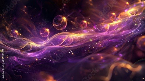 Harmonious Friendship Day  purple gold glowing orbs   waveforms backdrop