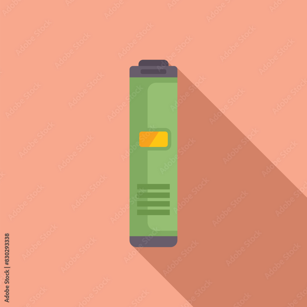 Flat design illustration of a green battery icon with a power level indicator on a peachcolored backdrop Flat design illustration of a green battery icon with a power level indicator on a peachcolored backdrop