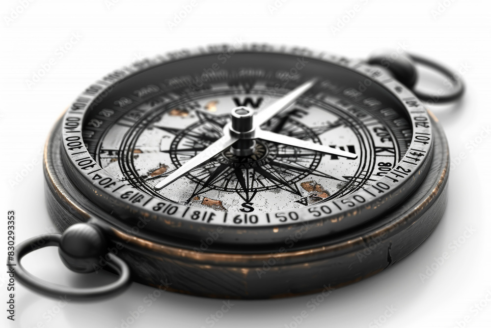 A reliable compass pointing true north, guiding travelers through uncharted waters with unwavering accuracy. Concept of navigational consistency. Generative Ai.