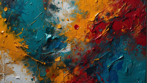 Dynamic abstract splatter painting photo