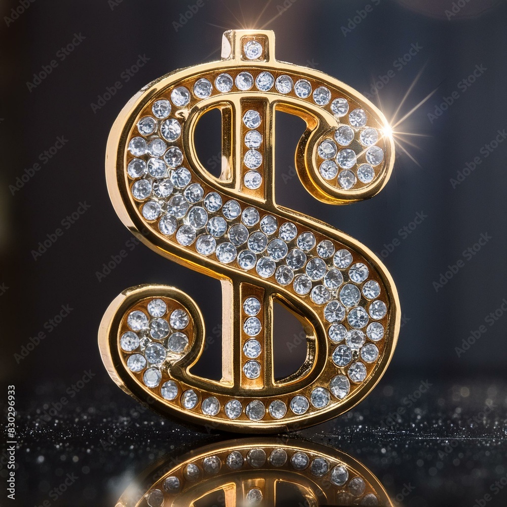golden dollar symbol with diamonds golden dollar symbol with diamonds