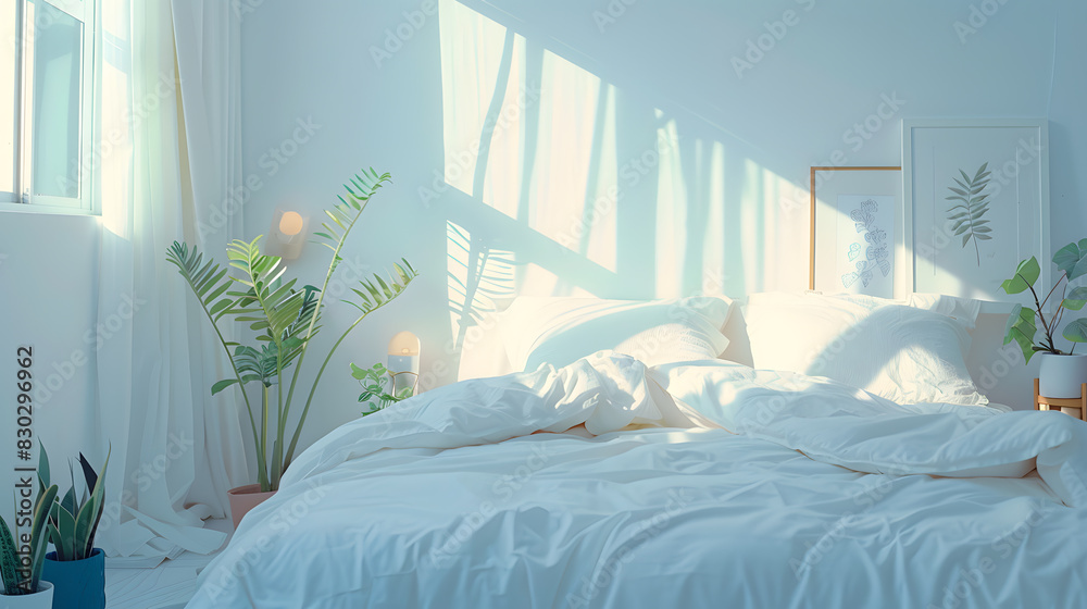 A bed with a white sheet and a pink curtain A bed with a white sheet and a pink curtain