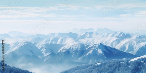 snow-capped mountain peaks Generative AI © Valentine