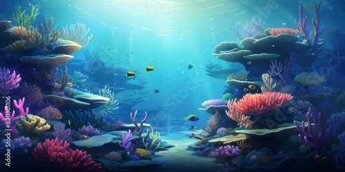 underwater world corals fish Generative AI © Valentine