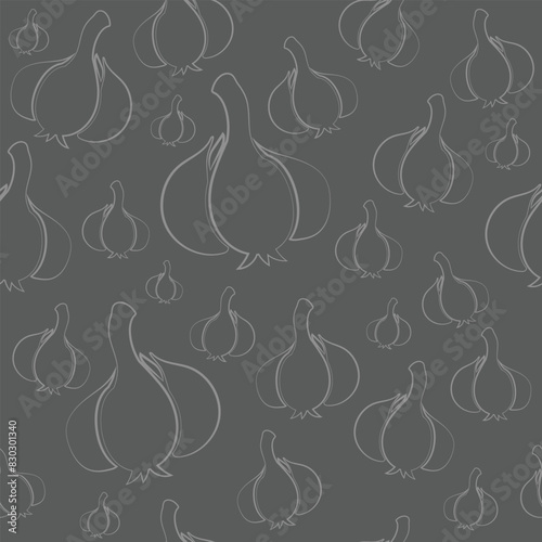 garlic bulb illustration seamless pattern vector