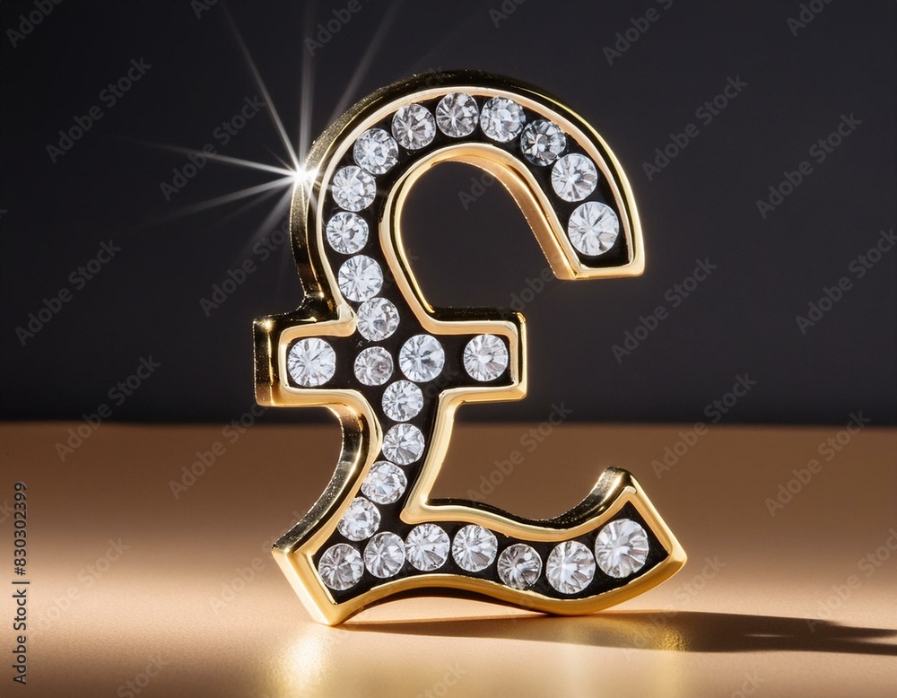golden pound sterling symbol with diamonds