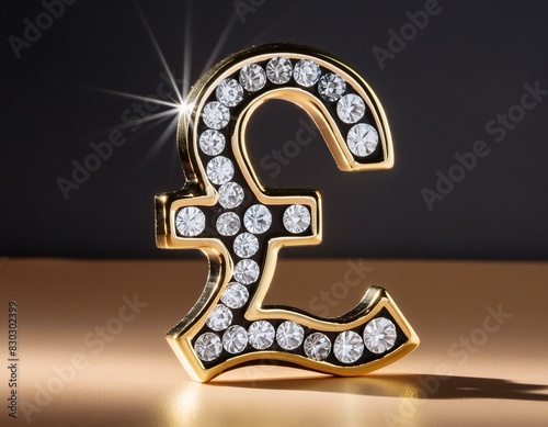 Obraz na płótnie golden pound sterling symbol with diamonds w salonie