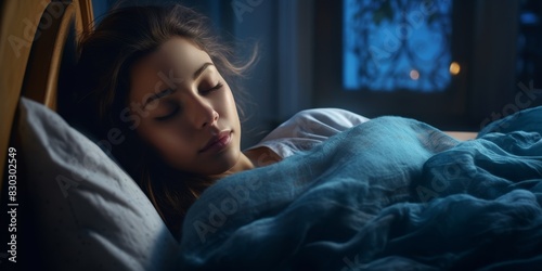 young woman sleeping in bed Generative AI