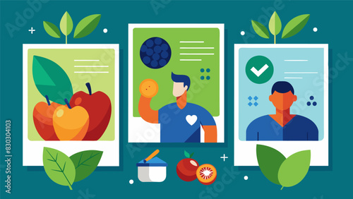 Fun fact posters about the nutritional value and benefits of superfoods like blueberries spinach and almonds.. Vector illustration