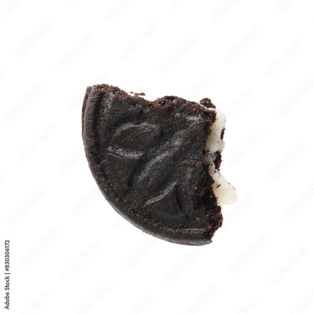 Piece of tasty sandwich cookie isolated on white Piece of tasty sandwich cookie isolated on white