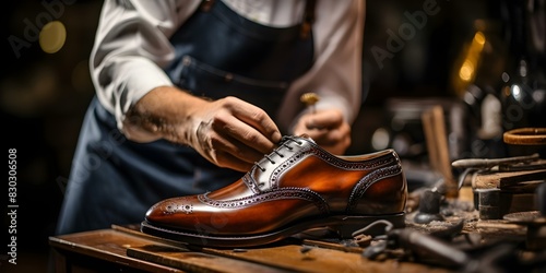 Crafting shoes: The artful blend of skill, tradition, and progress in a repair business. Concept Shoemaking, Traditional Craftsmanship, Shoe Repair, Leatherworking, Artisanal Footwear photo