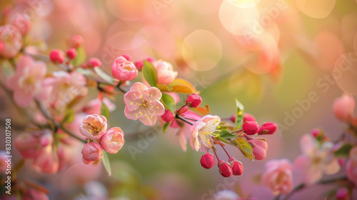 Delicate Pink Flowers on a Cherry Blossom Tree