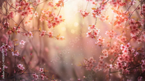 Springtime Cherry Blossoms in a Soft  Glowing Light