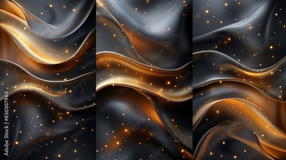 Comic Gold Pattern Background Gold pattern backgrounds, wave design curve templates, elegant linear ...
