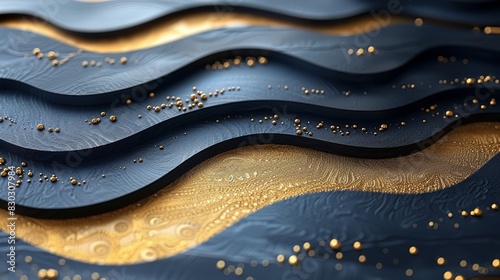 Background in gold line waves  abstract luxury elegant pattern  river  sea cover  glitter flow japanese style shape.