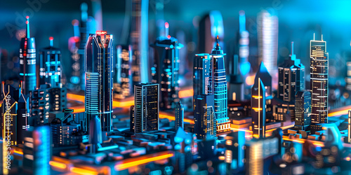 Futuristic Neon Cityscape at Night with Advanced Urban Technology