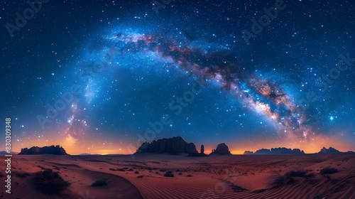 Stellar Desert Night A Breathtaking Milky Way Arch Across a Clear Night Sky photo
