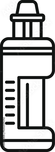 Minimalist line art inhaler icon for medical respiratory health care and asthma treatment illustration in black and white isolated vector graphic design, perfect for pharmacy and patient education
