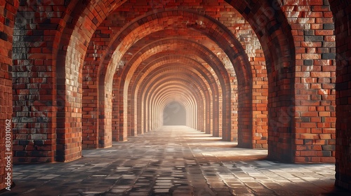 Detailed shot of a brick archway  concept of realistic modern interior design