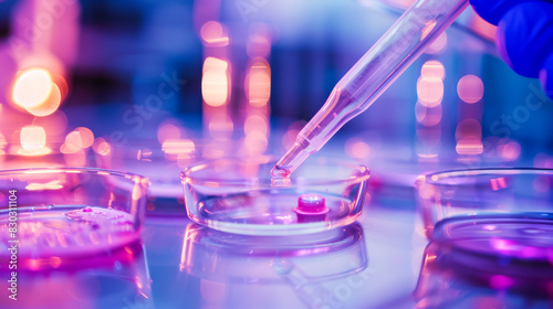 Close-Up of Laboratory Experiment with Petri Dishes © AndyPhoton