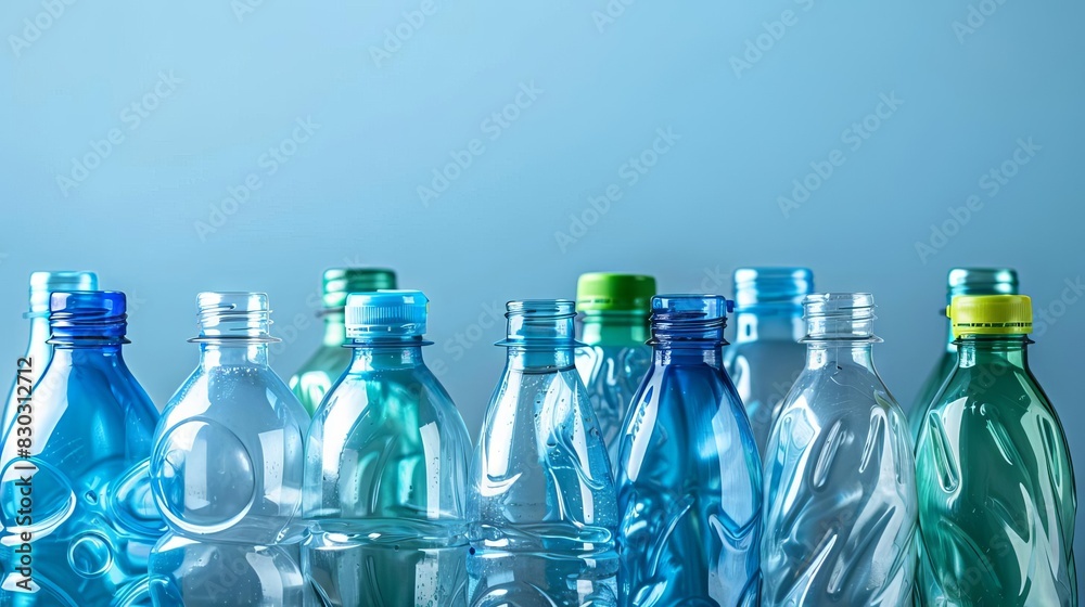 recycling plastic water bottles to reduce waste environmental conservation concept studio photography